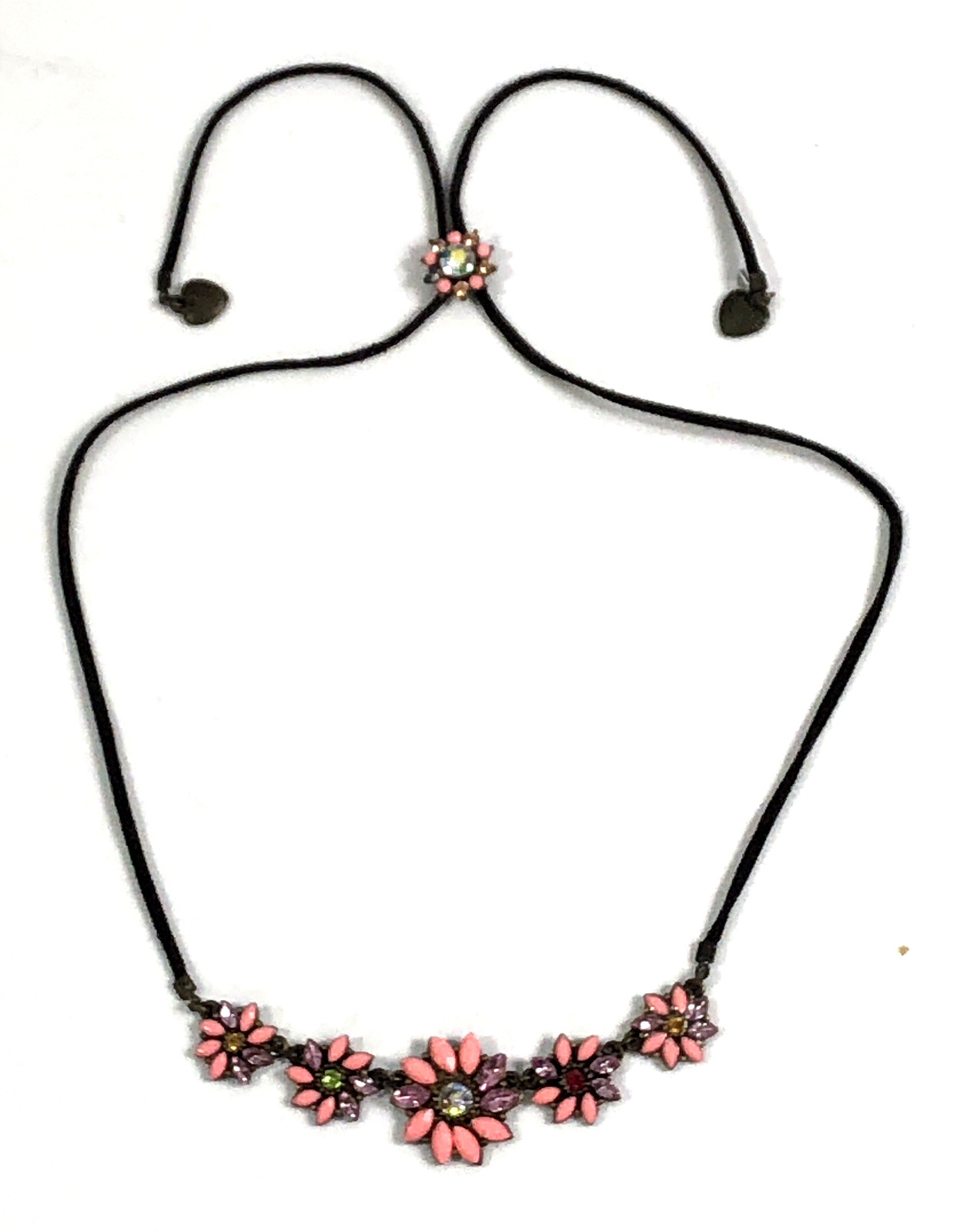 Betsey Johnson Necklace Pink Flower Adjustable Slide