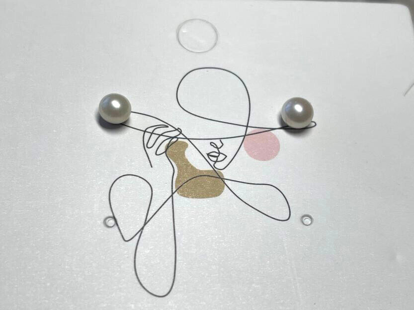Stud Pearl Stainless Steel Minimalist Earrings, Seashell Color. 5~5.5mm in diam