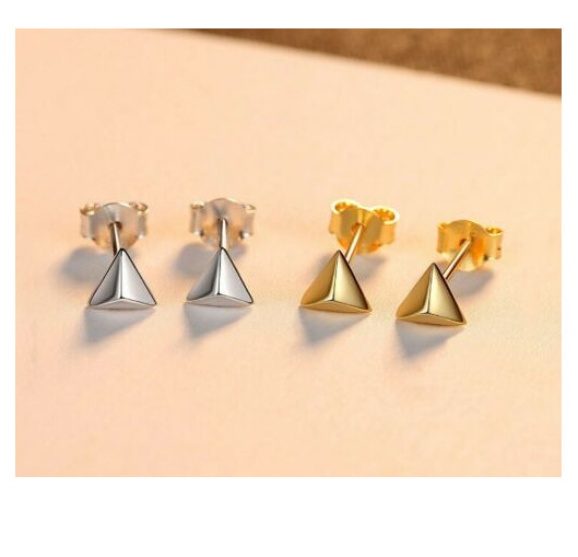 3mm 925 Sterling Silver Square Triangle Tiny Rivets Post Stud Earrings Gift PE18