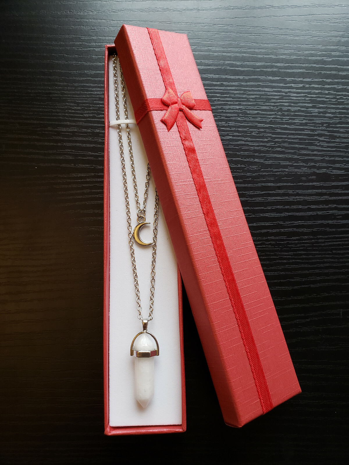 Healing Crystal Necklace Layered Moon Pendent. Women & Girls/Christmas Present!