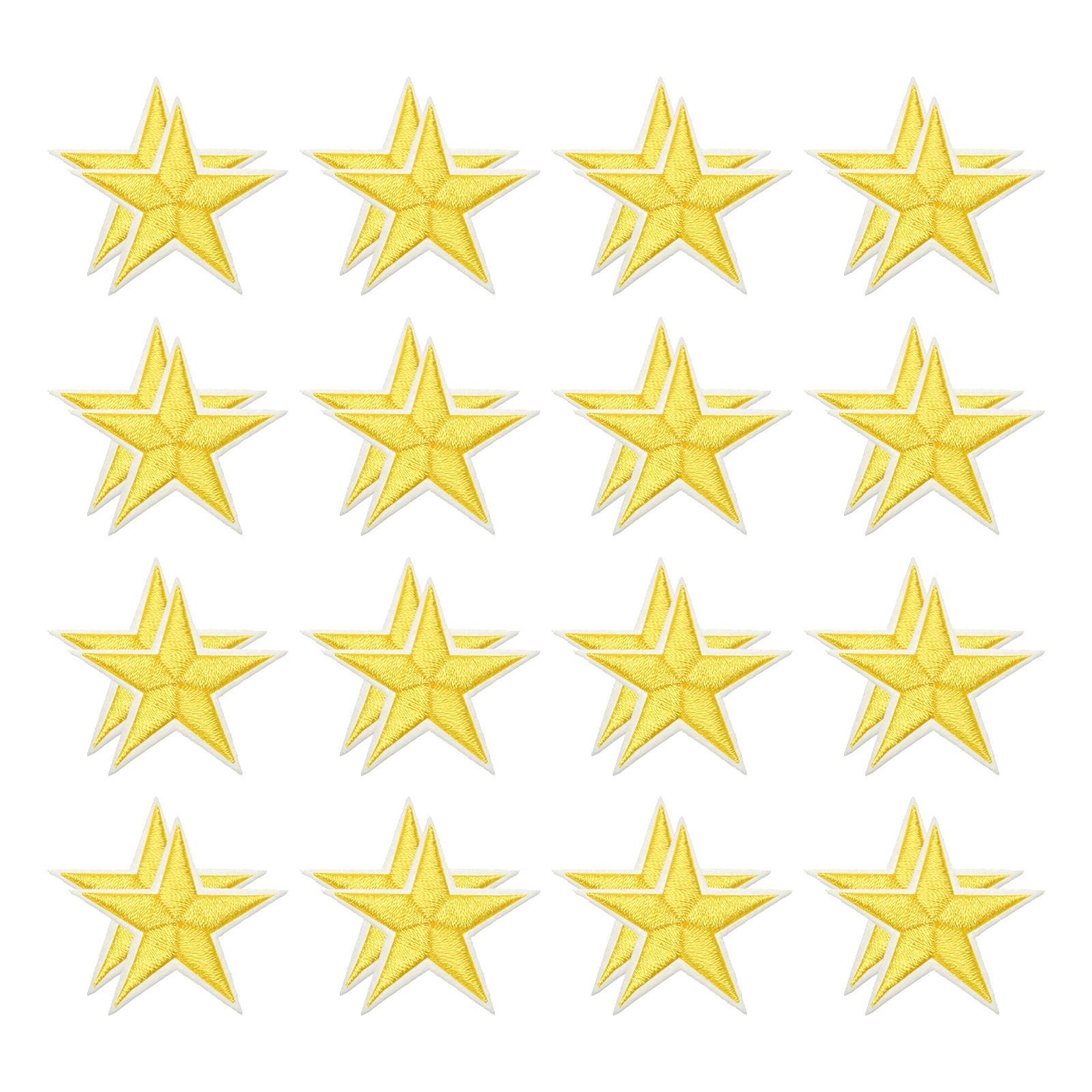 32 pcs stars for iron patches, embroidered appliques, yellow