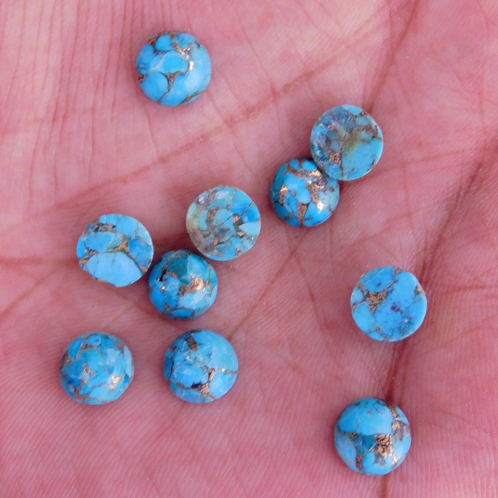 Natural Blue Copper Turquoise Round 6 mm to 20 mm Cabochon Loose Gemstone Lot