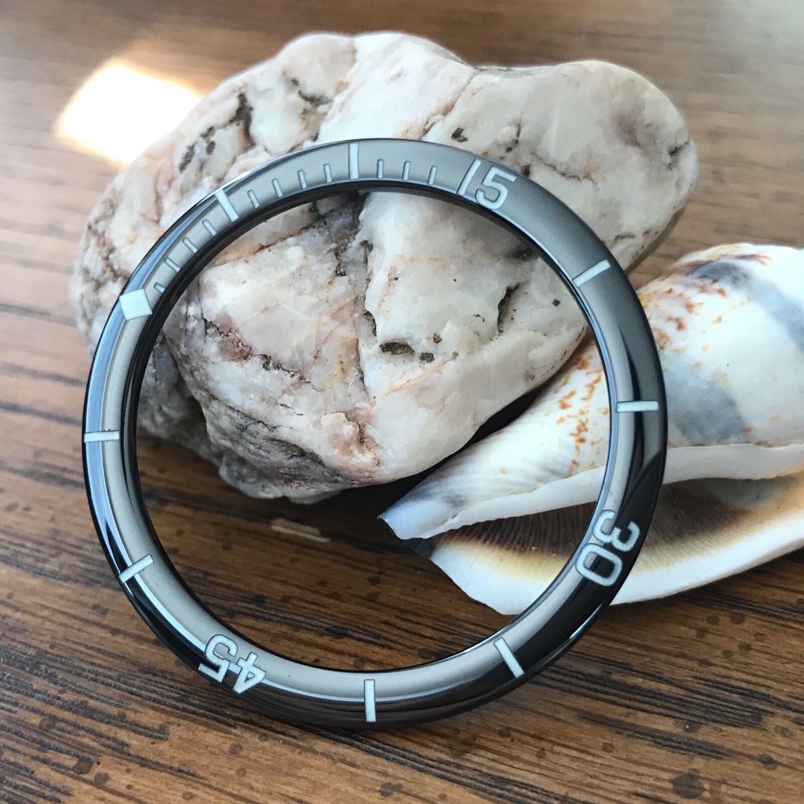 Ceramic Black “Fifty Five Fathoms” Domed Bezel Insert for Seiko SNZH ~ US Seller