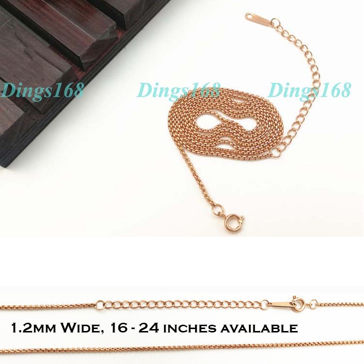 Men&Women’s 18K Rose Gold Filled 1.2mm Thin 17″ – 23″ Round Box Chain Necklace