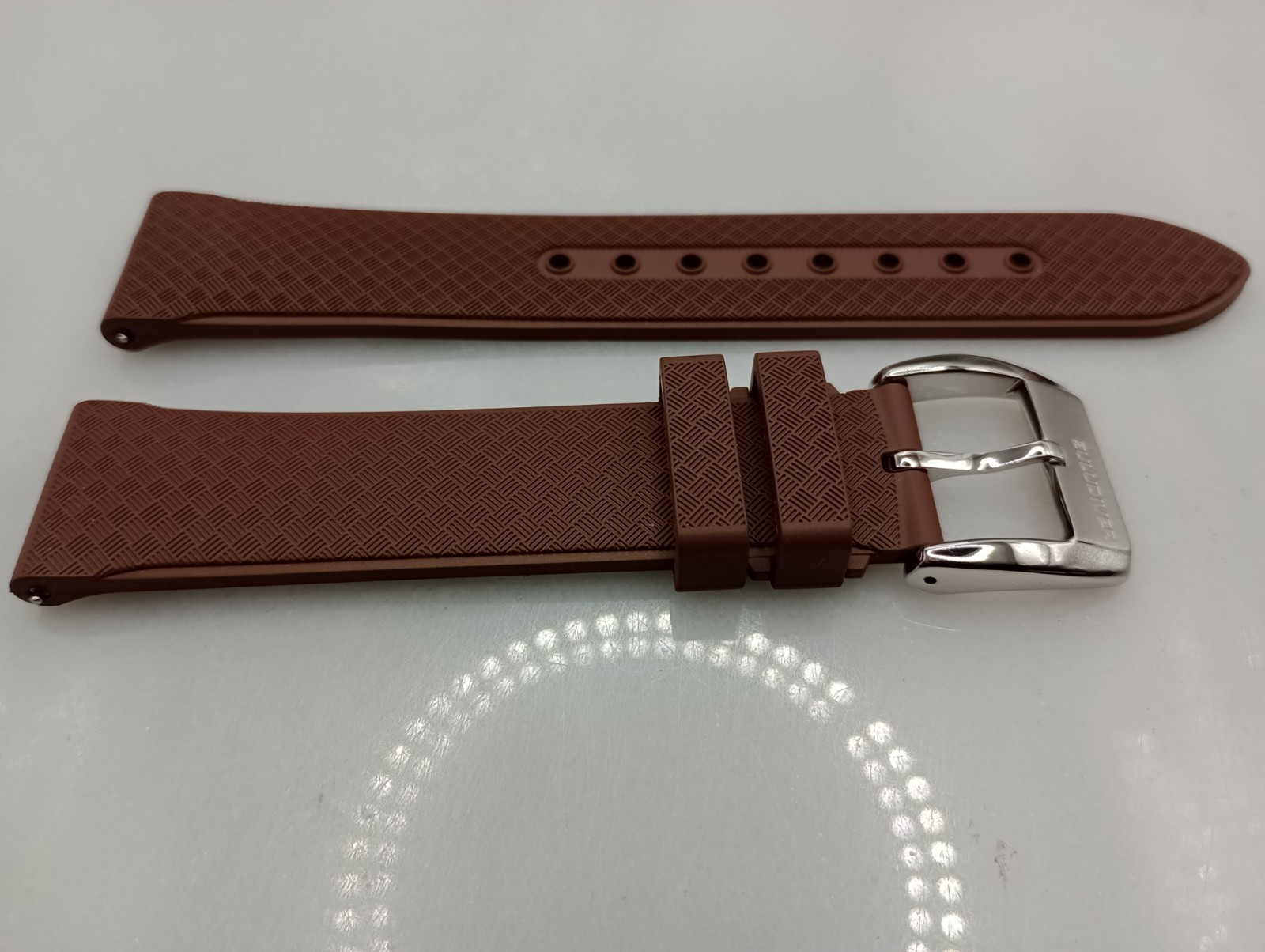 New 20mm Watchgecko Zuludiver HNBR Rubber Watch Strap Brown Quick Release 6B428