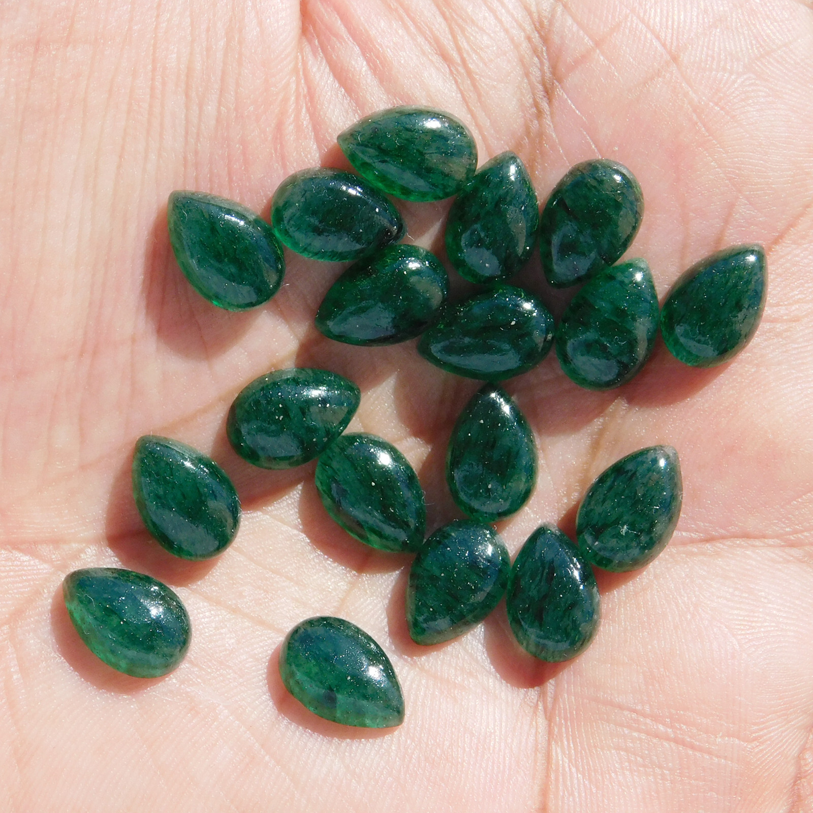 Natural Green Aventurine Pear 3×5 mm to 15×20 mm Cabochon Loose Gemstone Lot