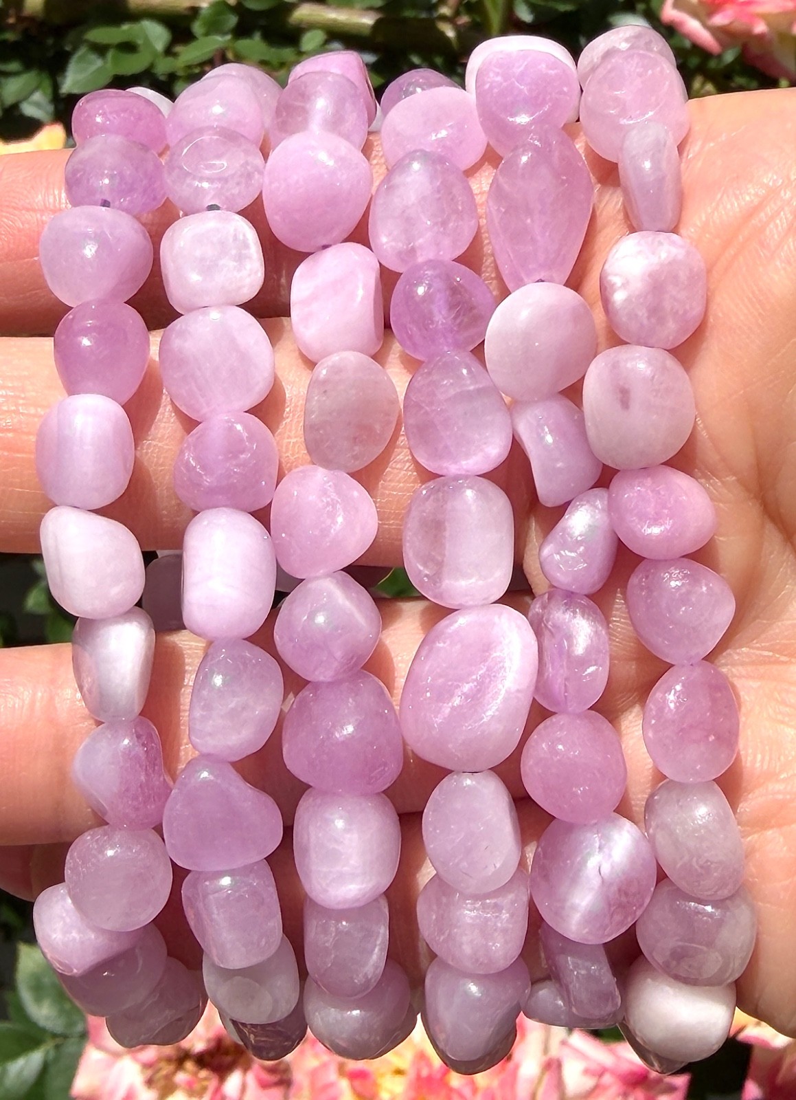 Wholesale 6 Pcs 7.5mm Kunzite Tumble Stretch Bracelet Natural Crystal Healing