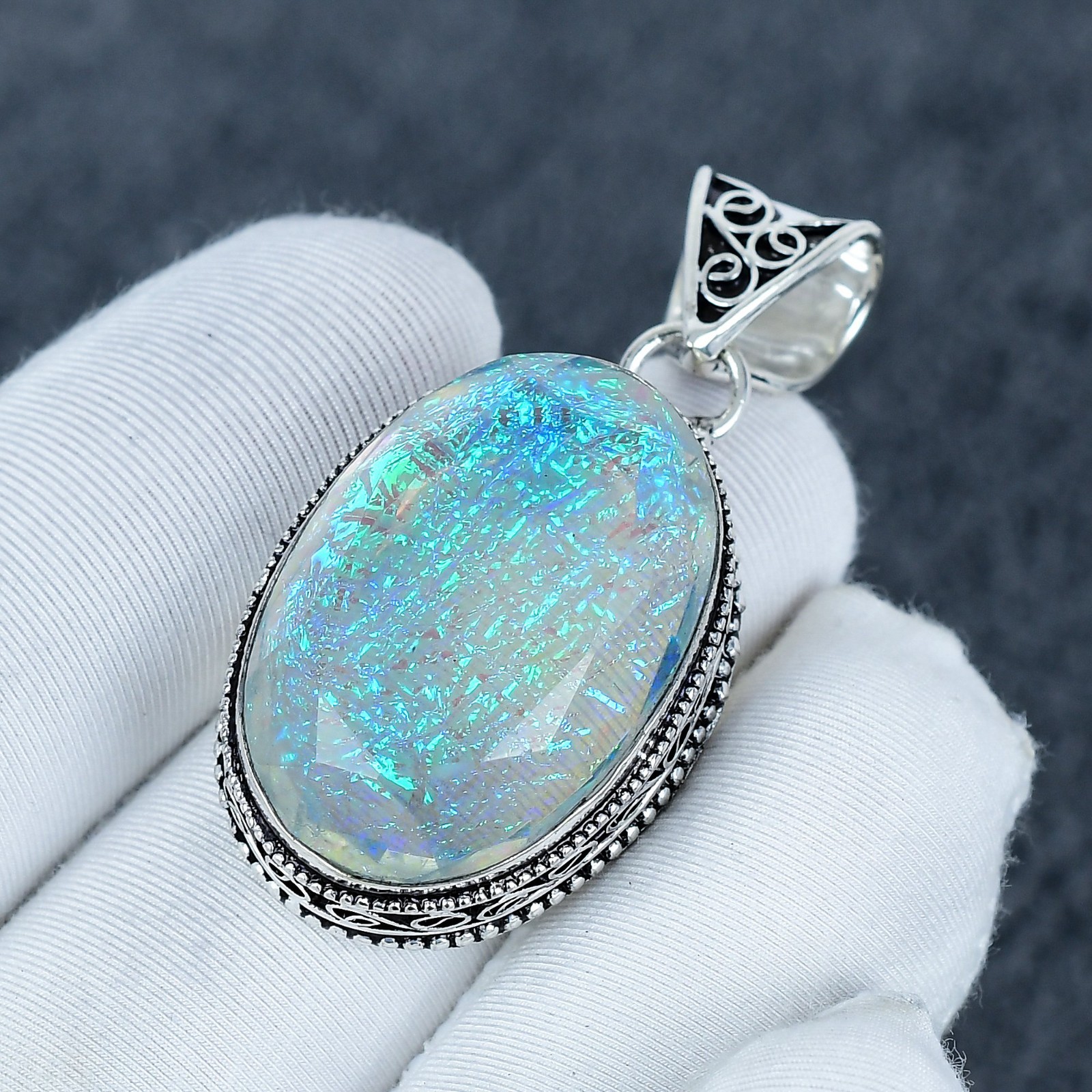 Triplet Fire Opal Pendant: 925 Sterling Silver Boho Jewelry Gift