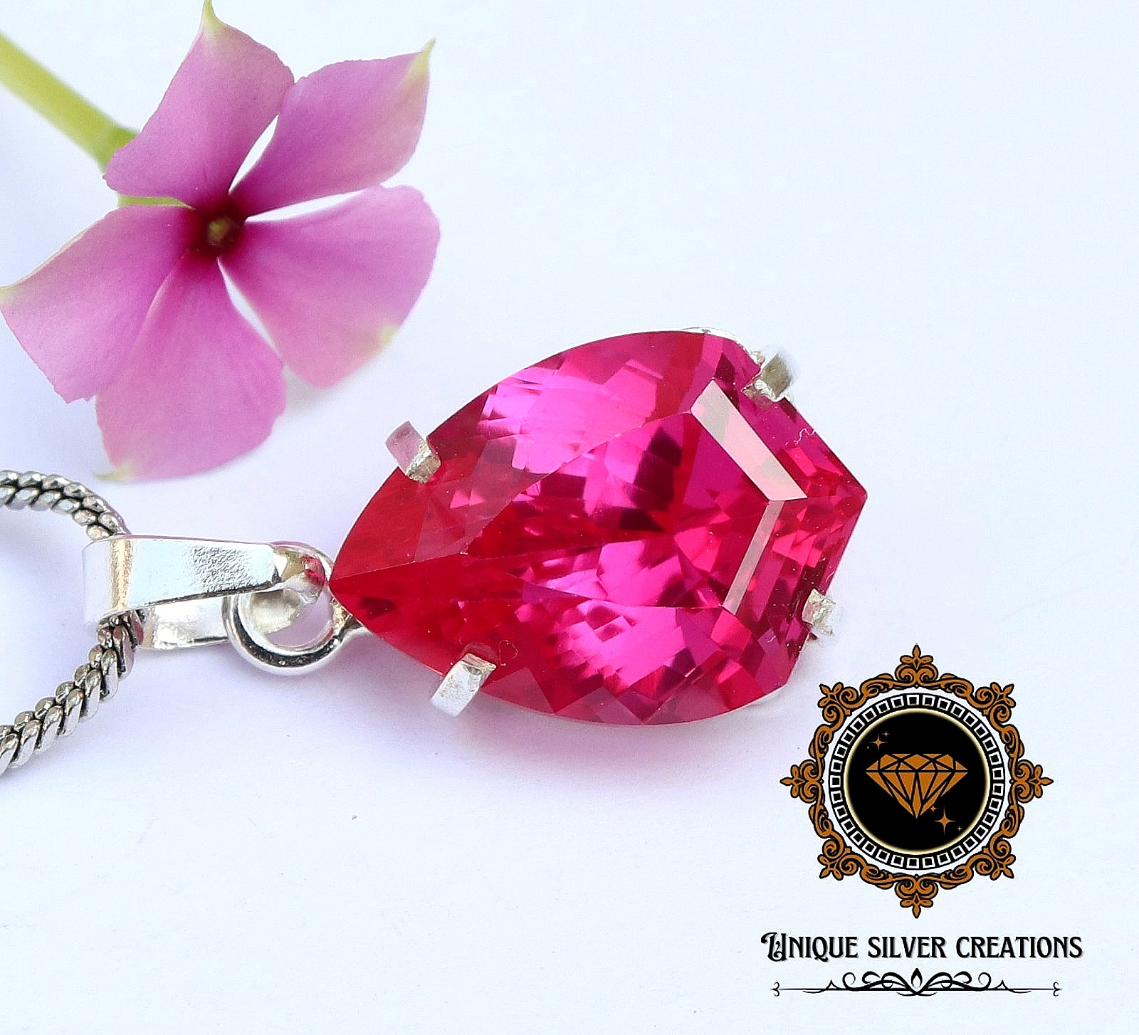 Natural Pink Ruby Solid 925 Sterling Silver Pendant Loose Gemstone 18.20 Ct