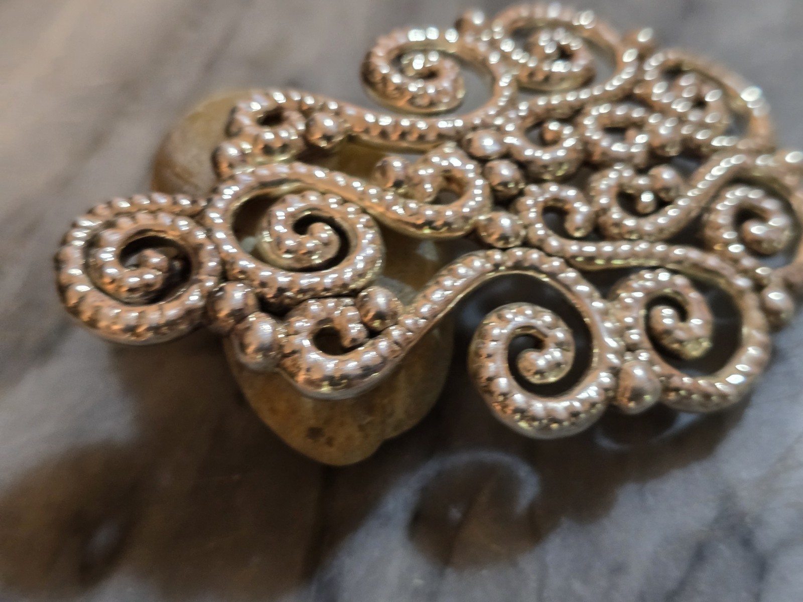 ​Vintage PZ Israel 925 Sterling Silver Scroll Filigree Openwork Puff Pendant…