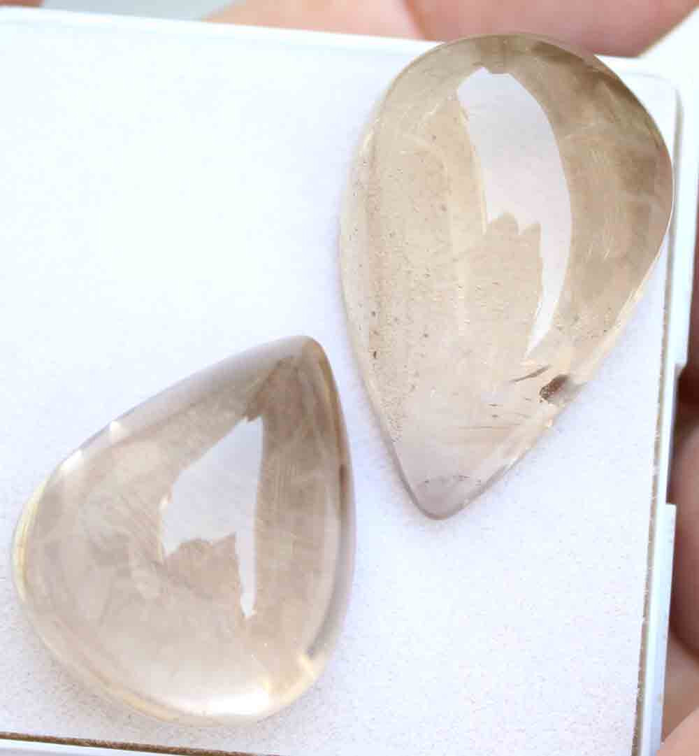 Natural Smoky Quartz Pear Cabochon Loose GemStone 21*32 MM 99.20 CT 2 Pcs