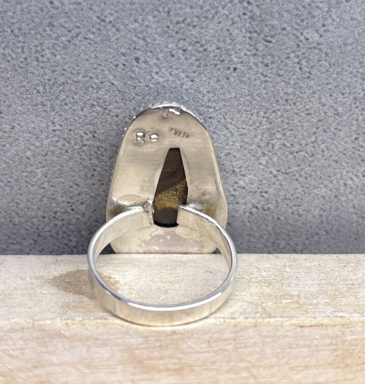 New Artisan Handmade Australian Boulder Opal Ring, Sterling, Sz. 8.5, 8.6 Gr.