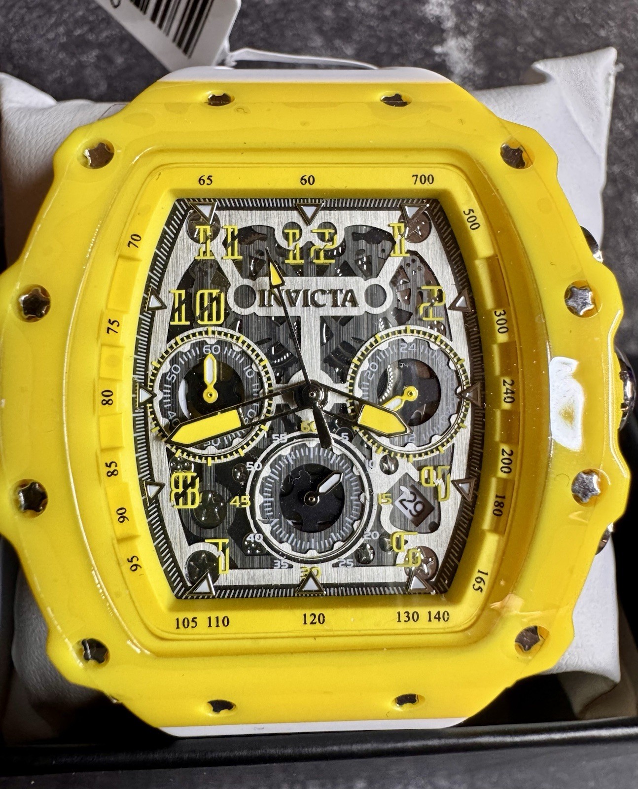 Invicta Racing 69740 Race Miami Special Edition Yellow Skeleton Chronograph NIB