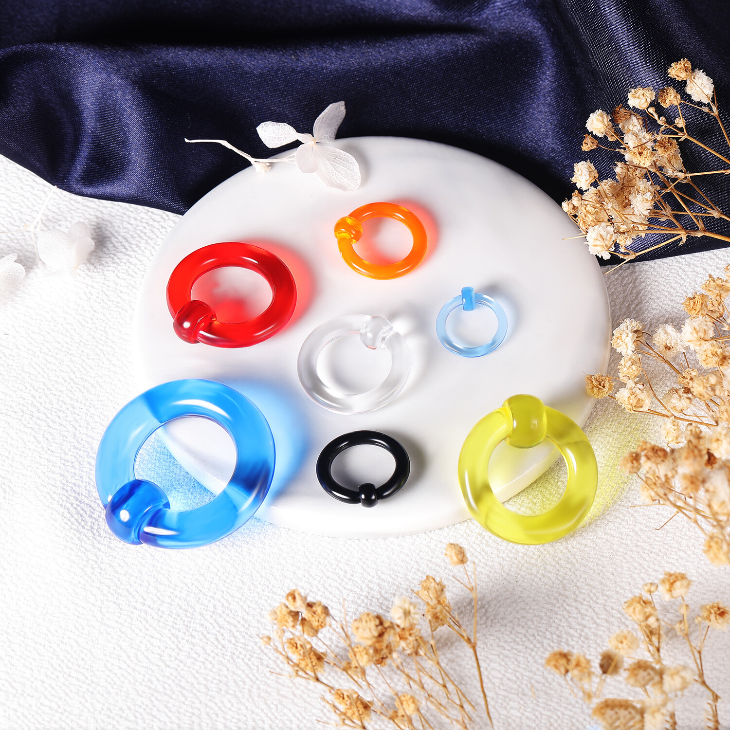1 Pair Hoop Earrings Ear Gauge Acrylic Nose Rings BCR Septum Rings Body Piercing