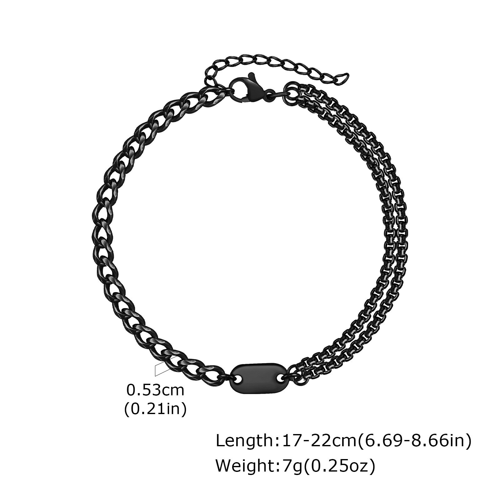A-Z Initial Bracelets for Men Women Figaro Chain Box Link Bracelets Classic