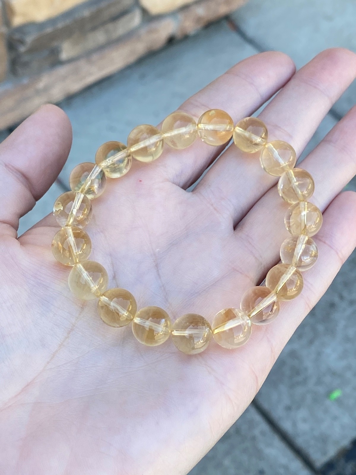 Natural Citrine Bracelet – 10.8mm Genuine Golden Citrine Crystal Bracelet