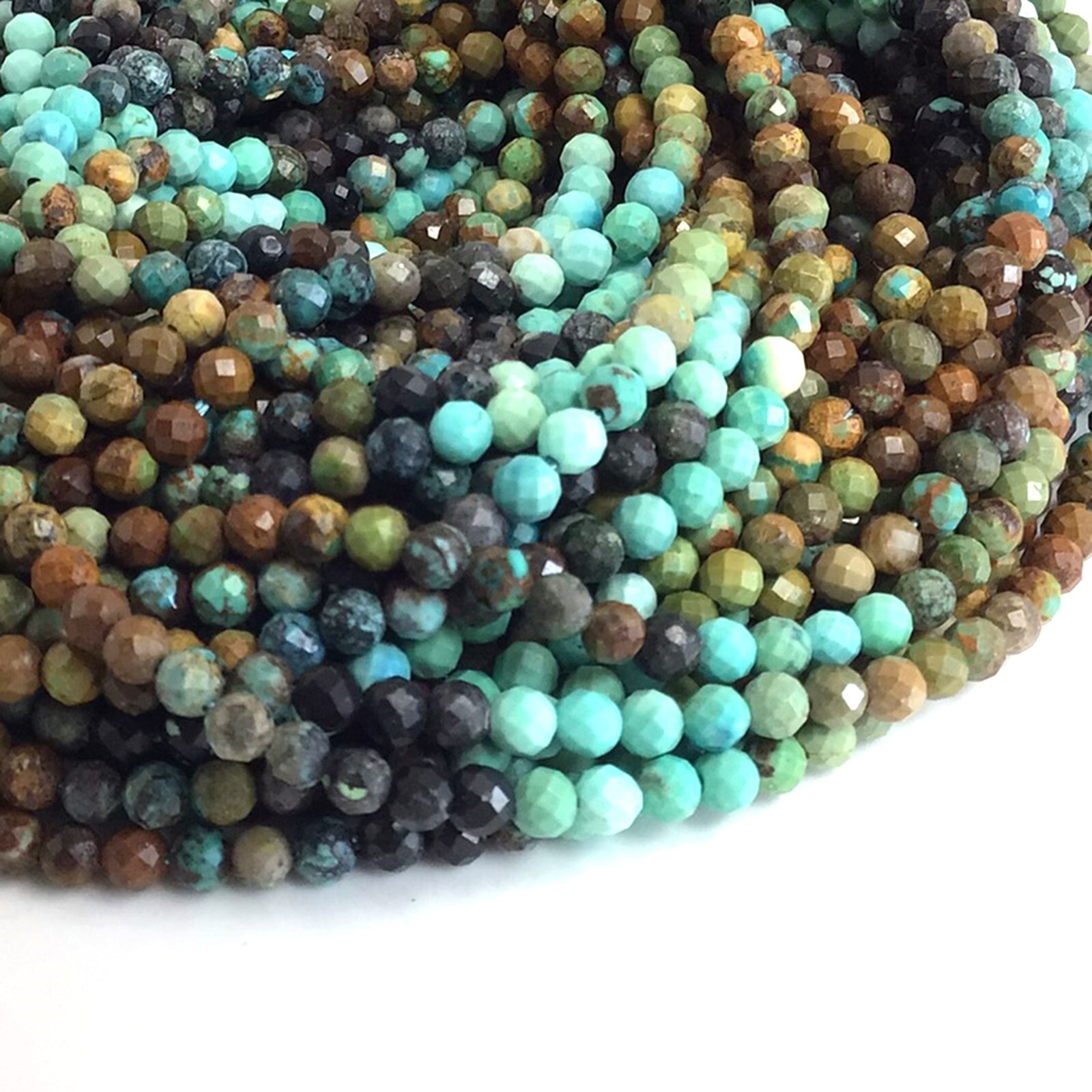 4mm Grade AAA Genuine Natural Turquoise Brown Blue Green Faceted Round Bead 15″