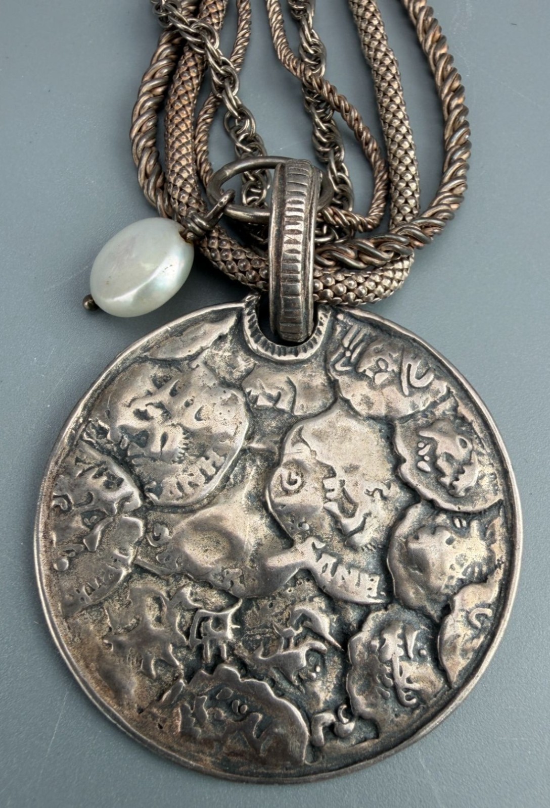 Vintage Silpada Retired Sterling Silver Multi Strand Coin Pendant Necklace 50g
