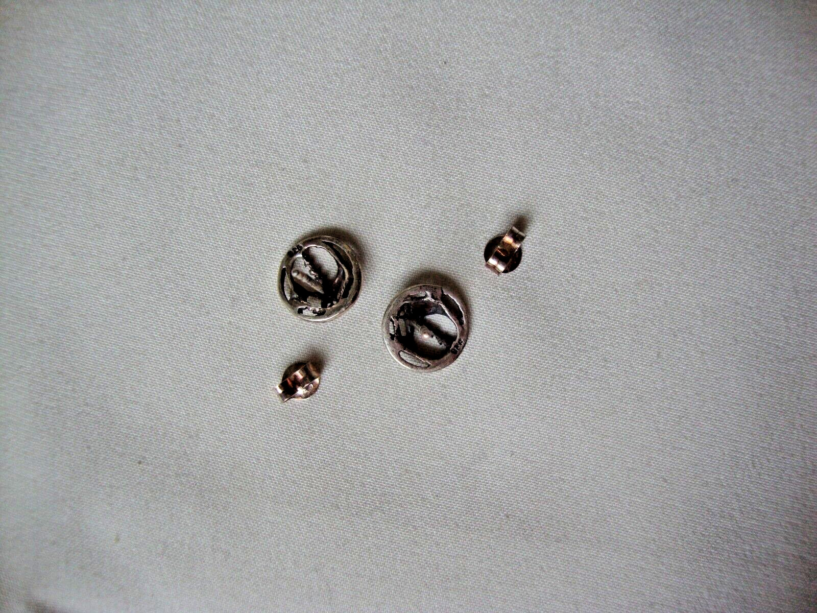 VTG STERLING SILVER STAMP 925 GRATEFUL DEAD SKULL & LIGHTNING BOLT STUD EARRINGS