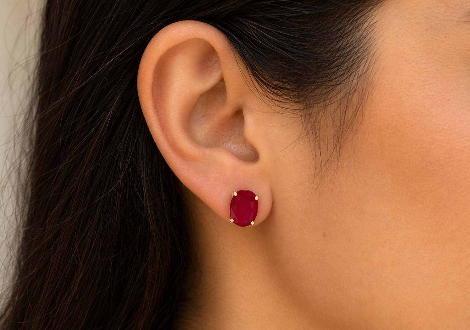 GENUINE 2.80 Cts RUBY STUD EARRINGS 14K YELLOW GOLD – Free Appraisal Service