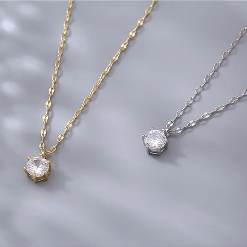 925 Sterling Silver Plated Necklace – Sparkling Zircon Clavicle Chain Jewelry