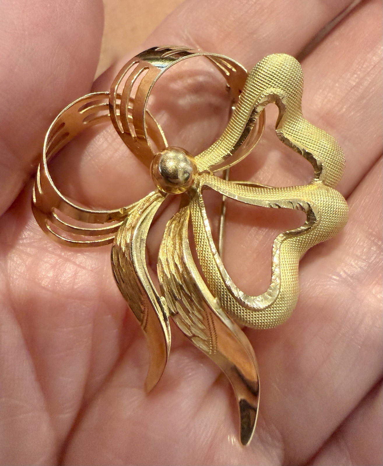 Vintage UNOAERRE 18K Gold Brooch Pin 750 AR BREV Italy 6.27g