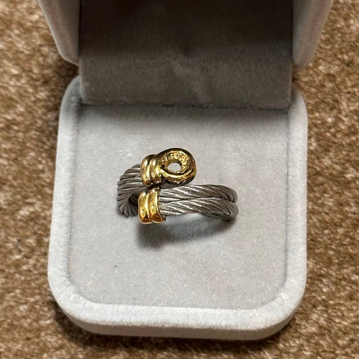 Rare Philippe Charriol Cable Design Ring Gold Silver Size 61 US 9.5 Used JP F/S