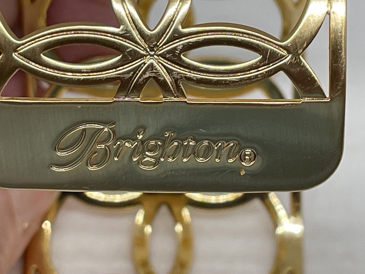 Brighton Christo NYC Wide Goldtone Cuff Bracelet with Circle Pattern No Inserts