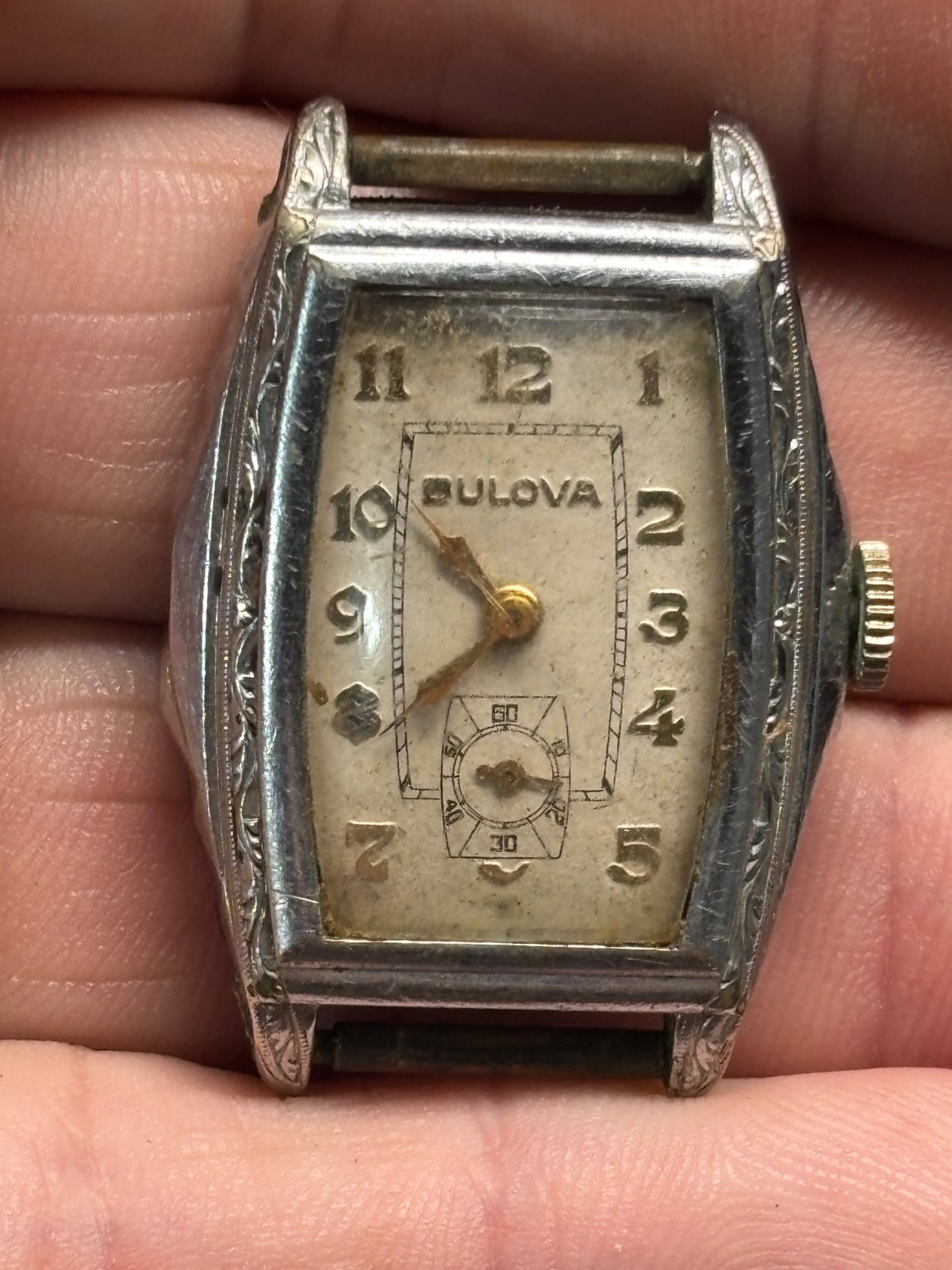 26mm 30mm vtg ART DECO Bulova mechanical 10AN 15j watch silver gold tone WORKING