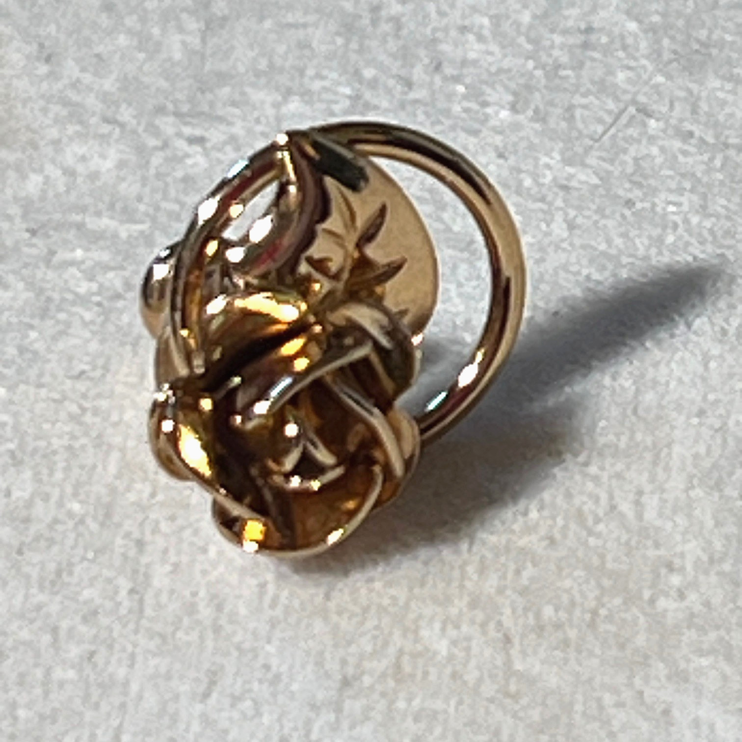Petite Rose and Circle Gold Plated Pierced Earrings Stainless Post w/Push Back