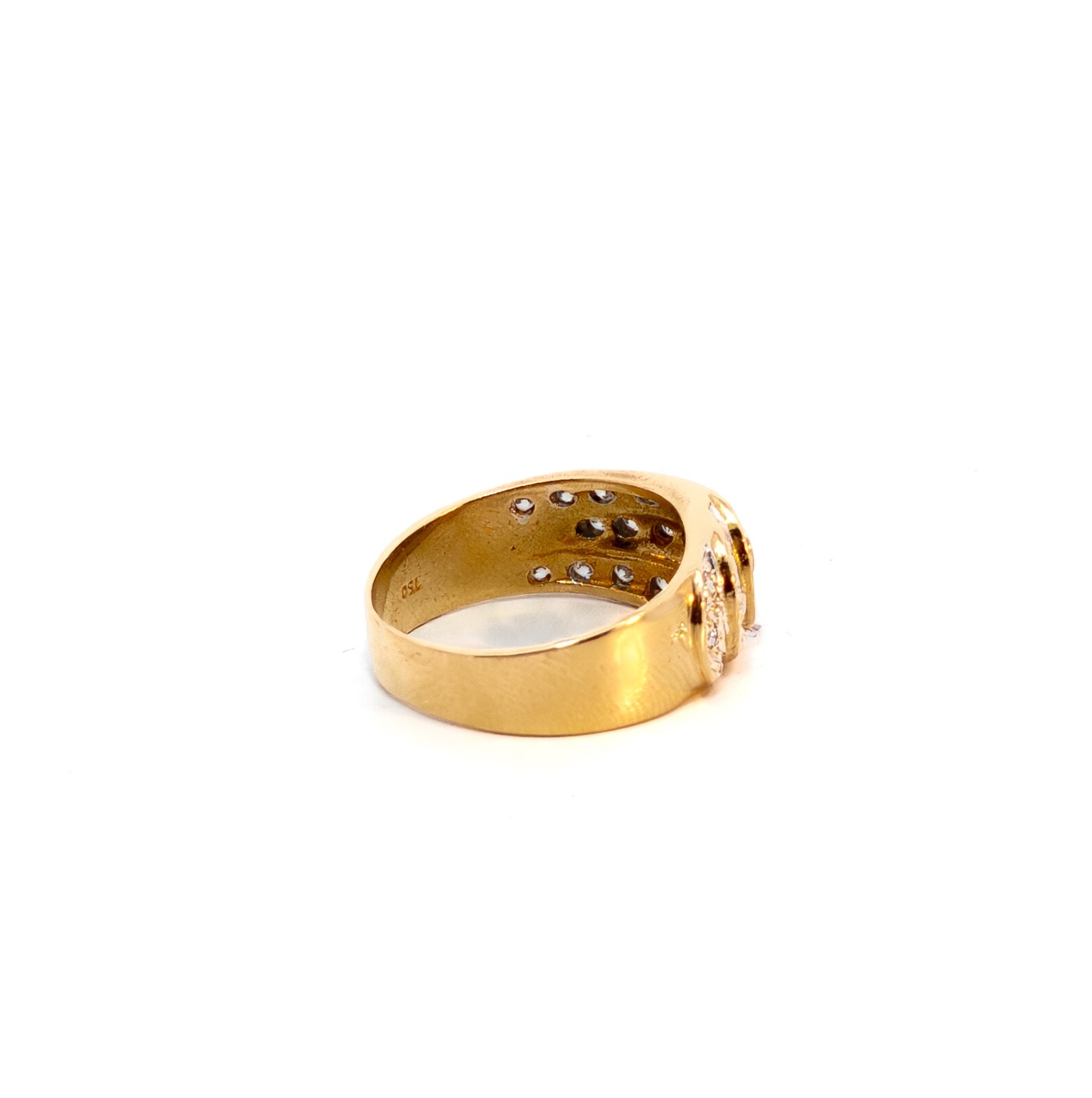 Ladies Ring, Gold Ring with Zircon, Yellow Gold 750 18 KT, Size 54