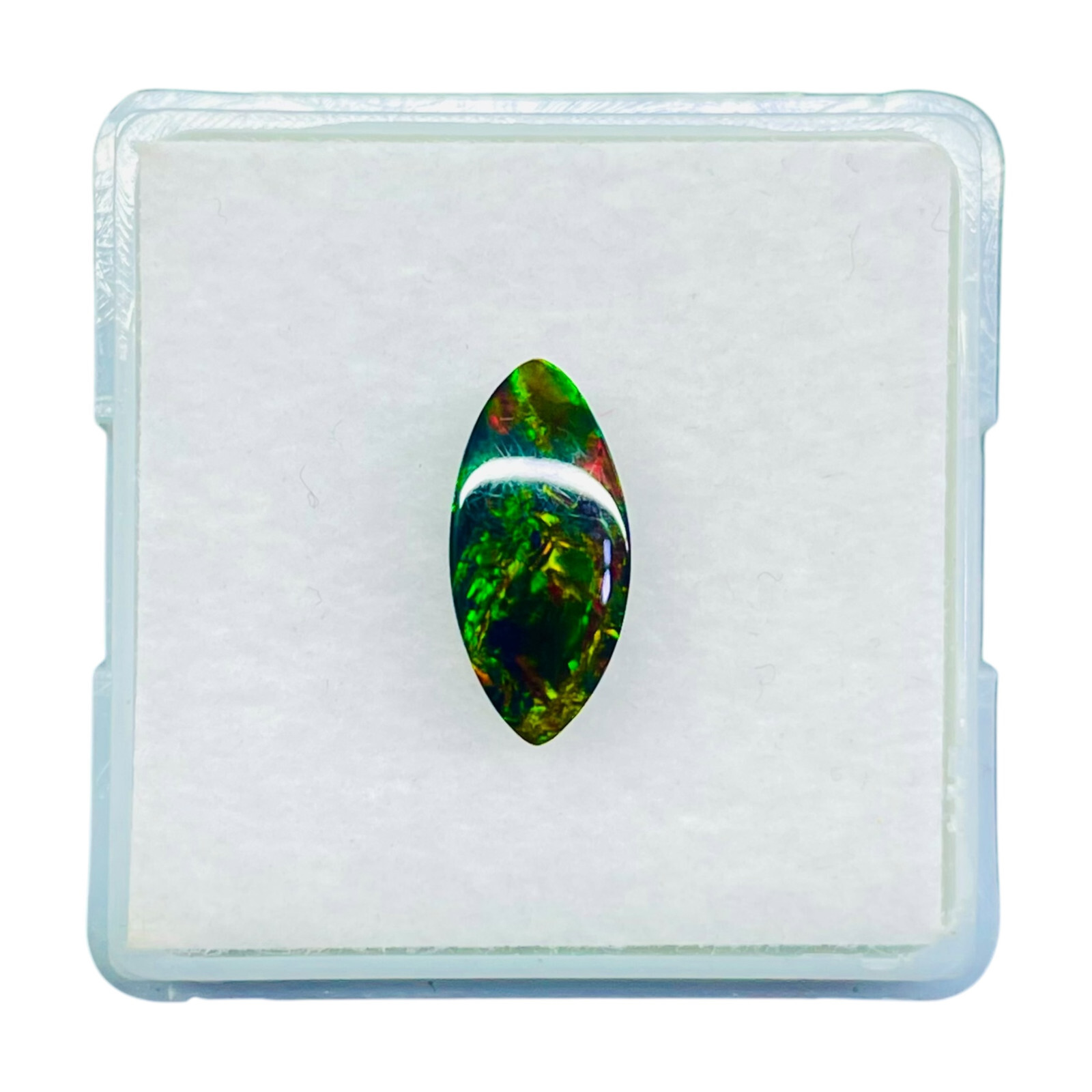 0.98 Ct Natural Ethiopian Black Opal 12×5.5mm Marquise Flashy Cabochon Gemstone