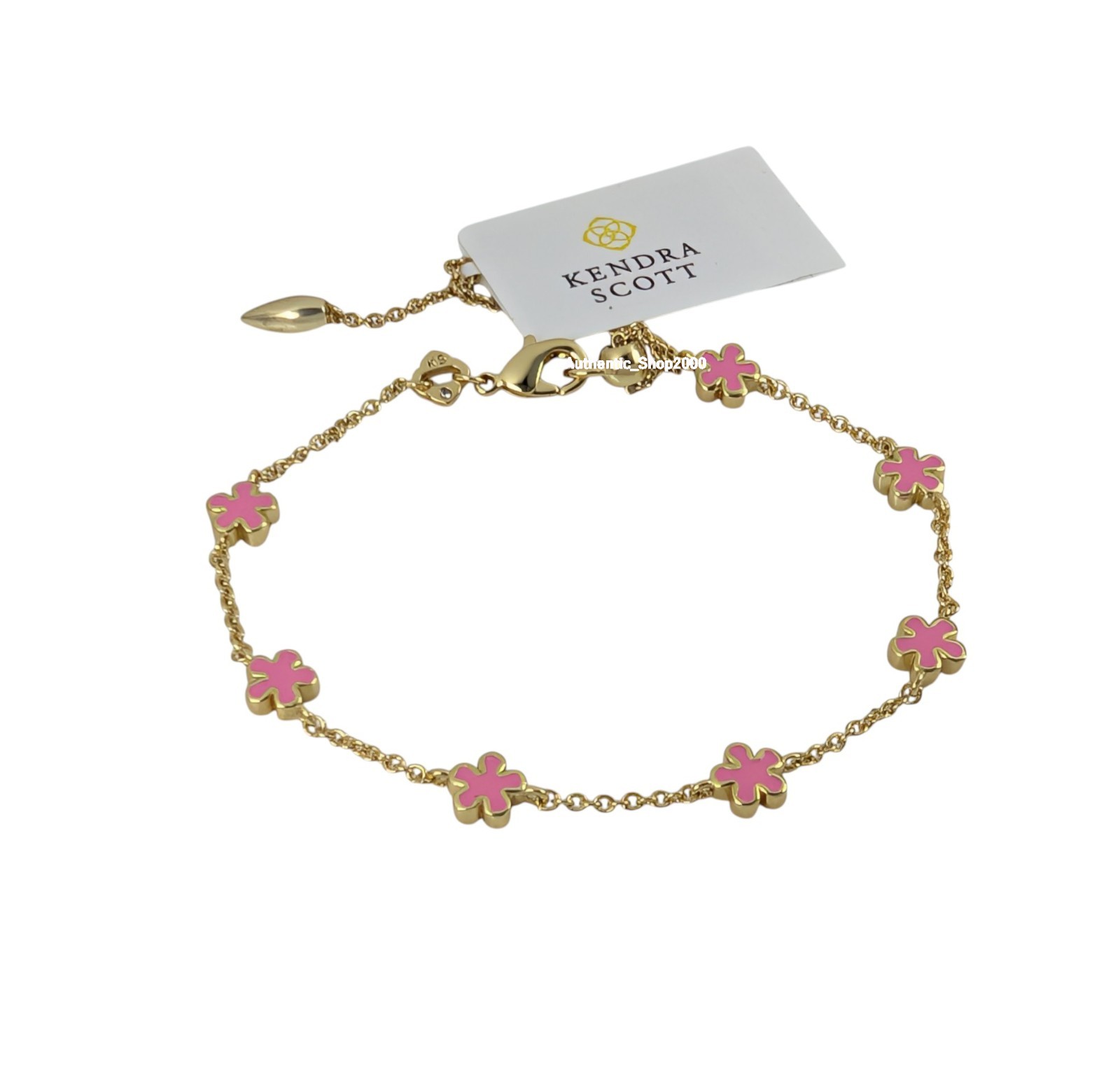 NEW 100% KENDRA SCOTT Womens Pink White Flowers Jane Gold Delicate Bracelet