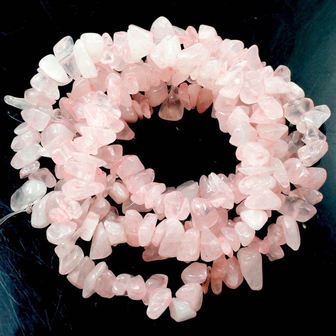 Gemstone Rose Quartz Chips Beads Assorted Stones 32″ Strand Freeform Small Chips