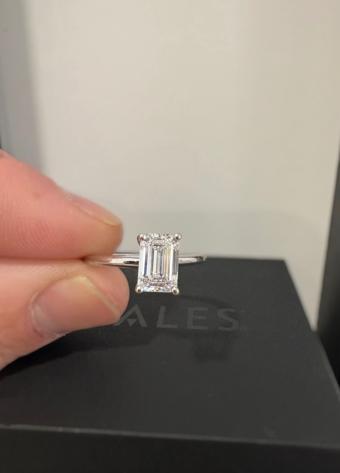 1.57ct Lab grown Diamond Emerald Cut 14k white gold Ring Zales