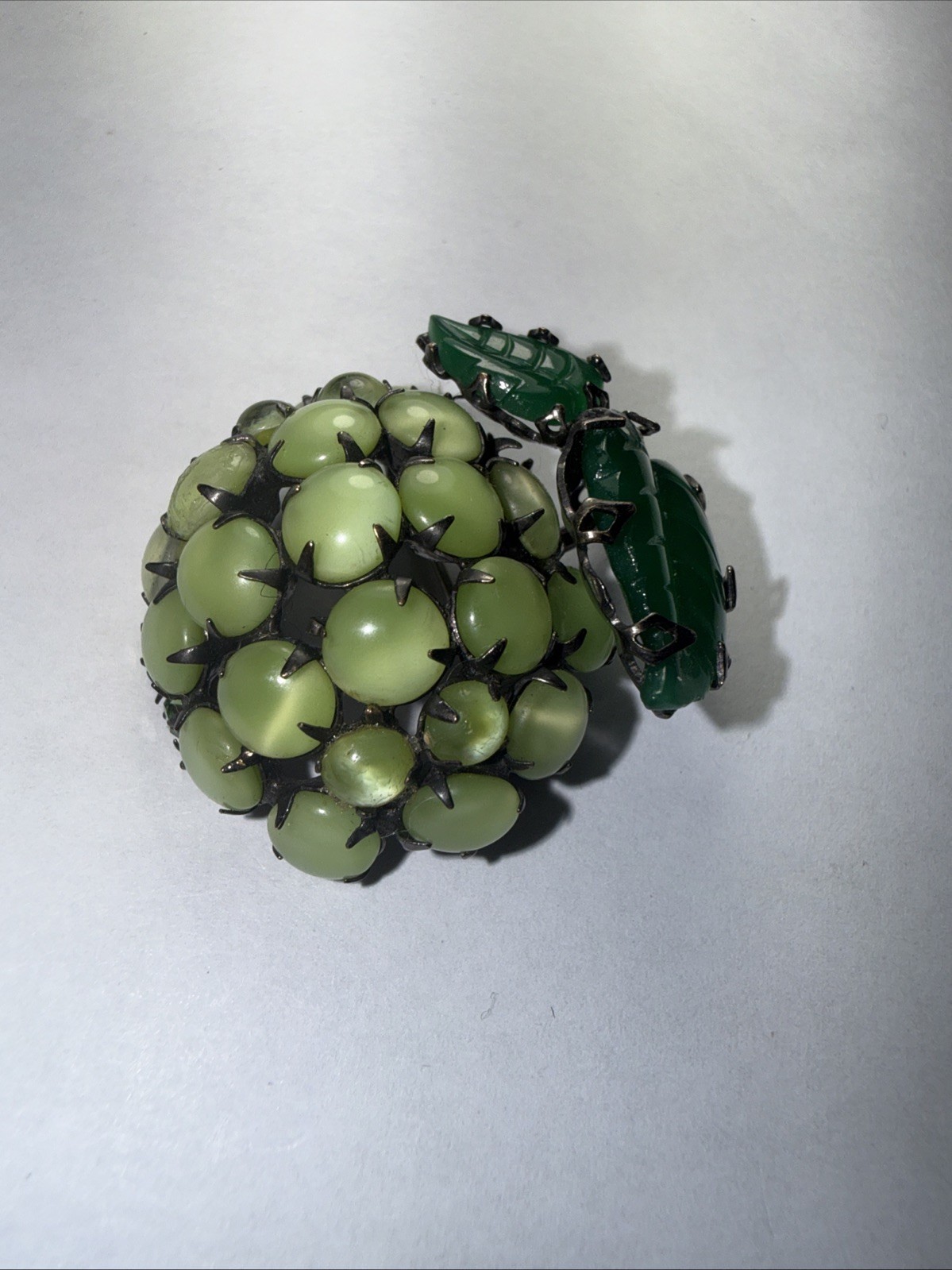 Brooch Pin Schreiner New York “Fantasy Lime” or “Green Strawberry” Unsigned Rare