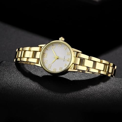 Women’s Gold Tone Quartz Analog Wrist Watch Bracelet Dress Watch Round Dial