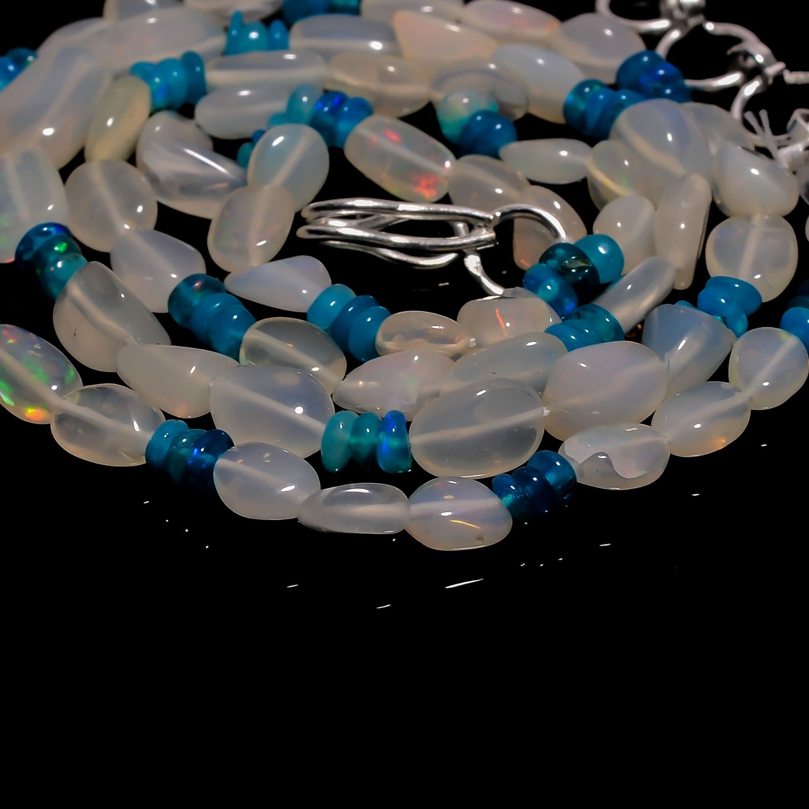 27.7 Ct. Welo Fire Ethiopian Opal Gemstone Smooth Beads Necklace 17-18″ A-3873