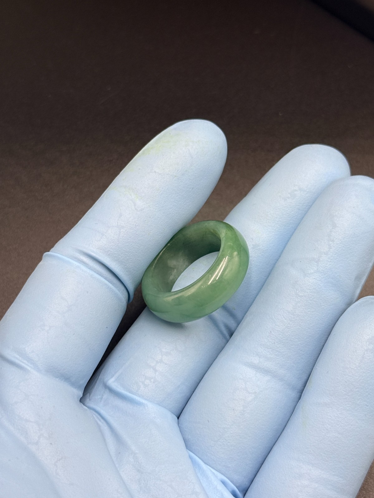 Natural Grade A Jadeite Jade Ring Band Dark Green Size 8
