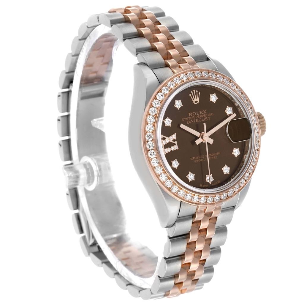 Rolex Datejust 28 Steel Rose Gold Diamond Ladies Watch 279381