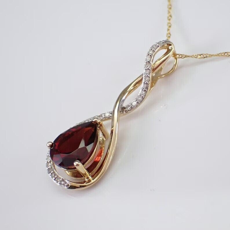 2Ct Pear Cut Simulated Red Garnet Fancy Charm Pendant In 14K Yellow Gold Plated