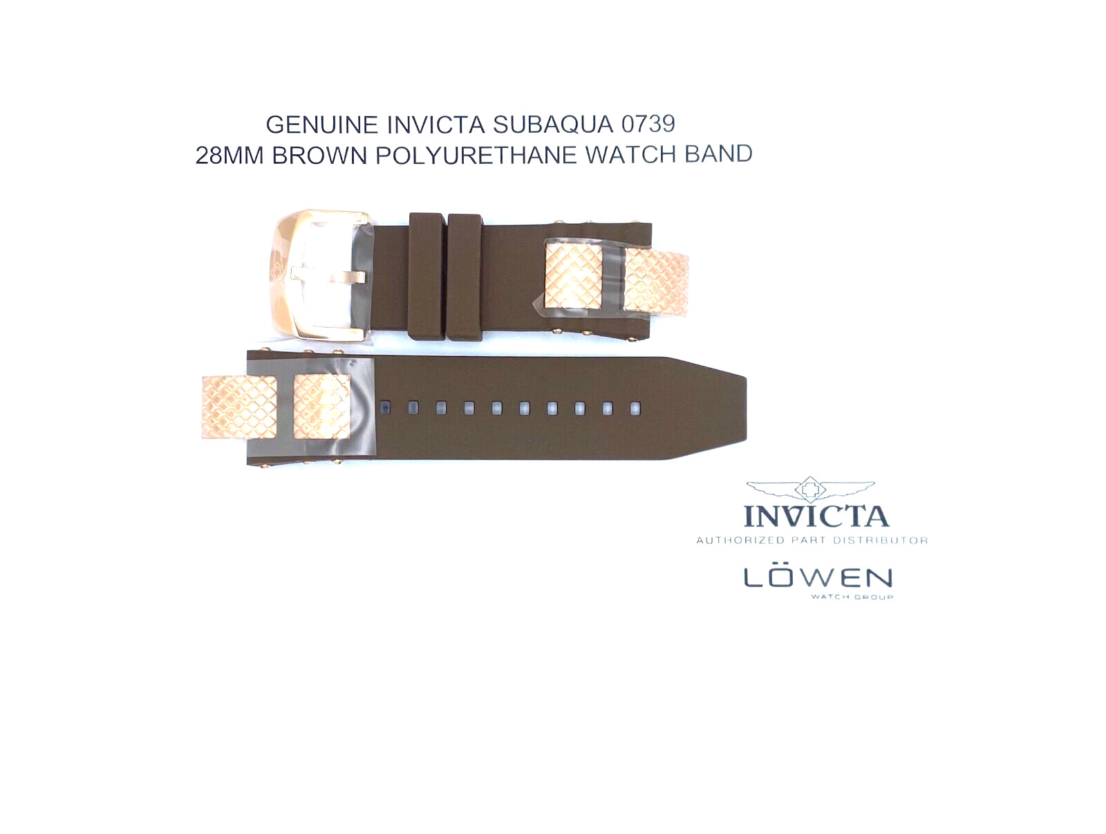 Authentic Invicta Subaqua 0739 Brown & Rose Gold Polyurethane 28MM Watch Band