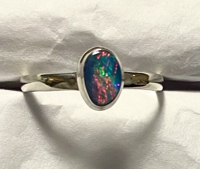 Amazing Natural Australian Opal Ring 925 Sterling Silver Size 8🌹