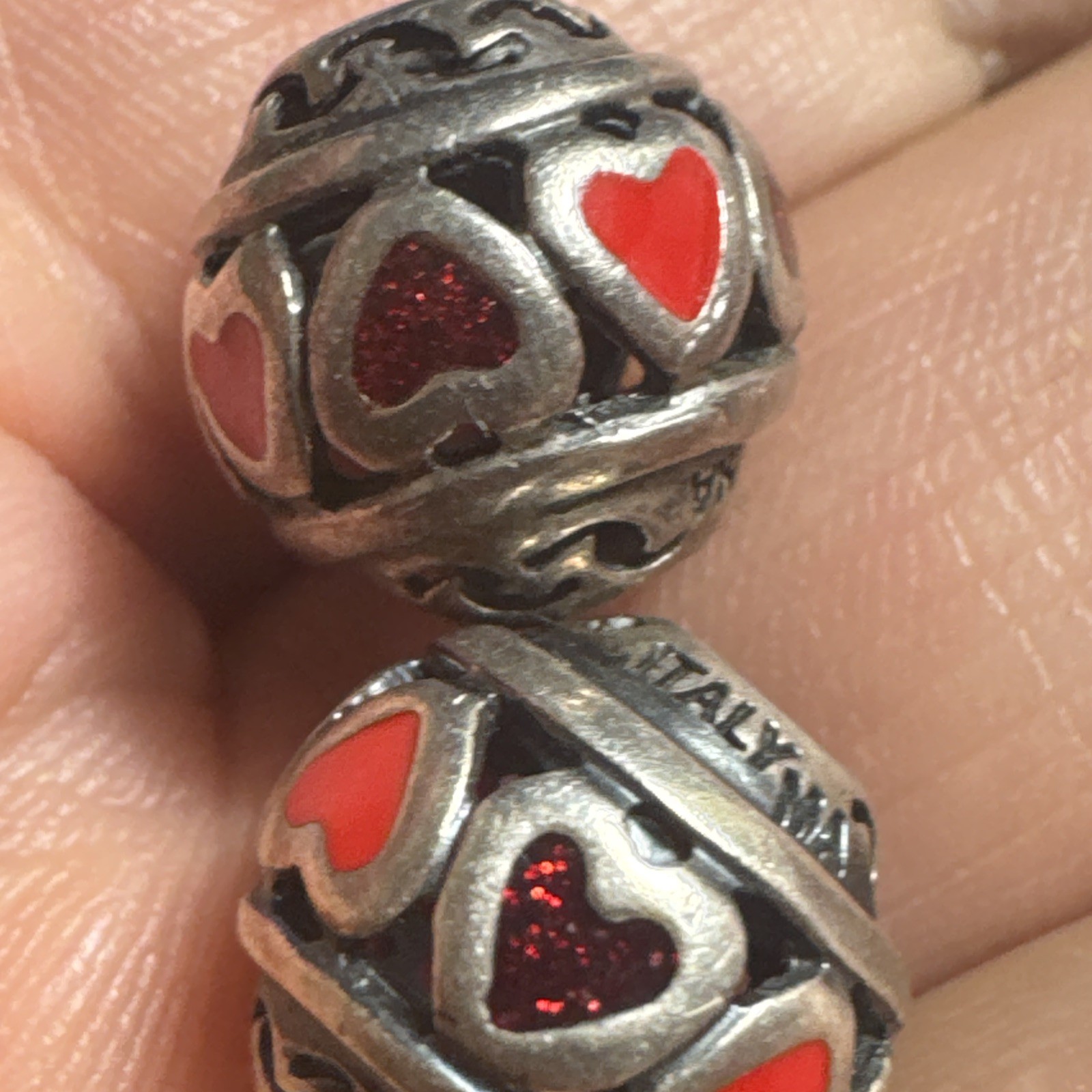 Michael Anthony Italy MA Sterling Silver 925 Charm Multi Red Hearts Lot Love