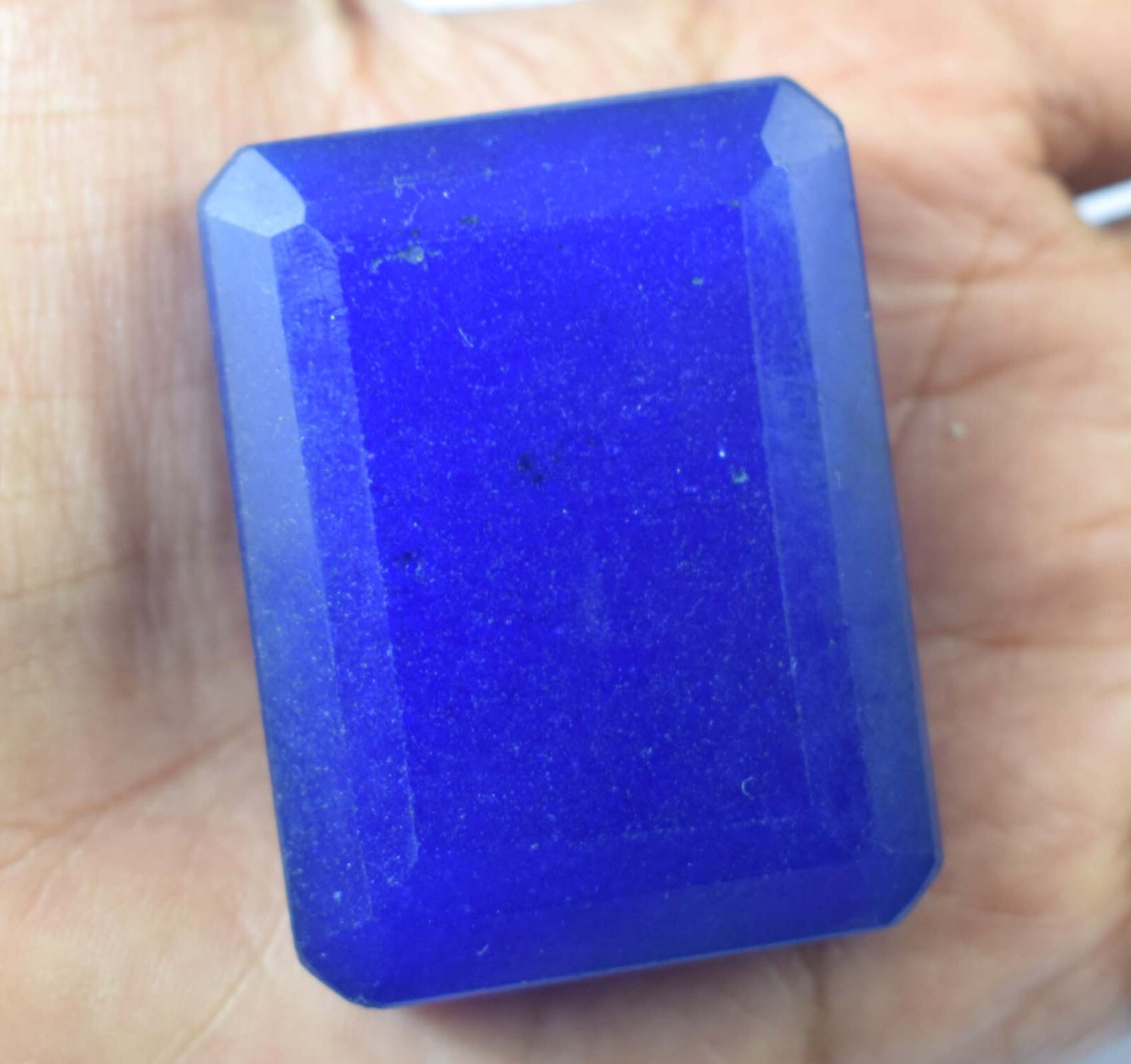 African Big Size Blue Sapphire Natural Emerald Cut Certified Gemstone KH12