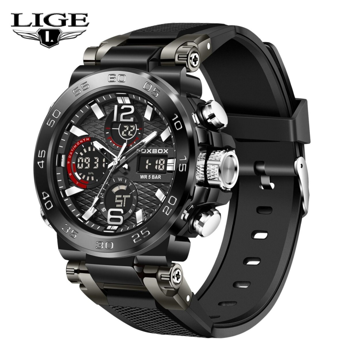 Men’s Watch Quartz Date Luminous Big Dial 5ATM Waterproof Man Casual Wristwatch