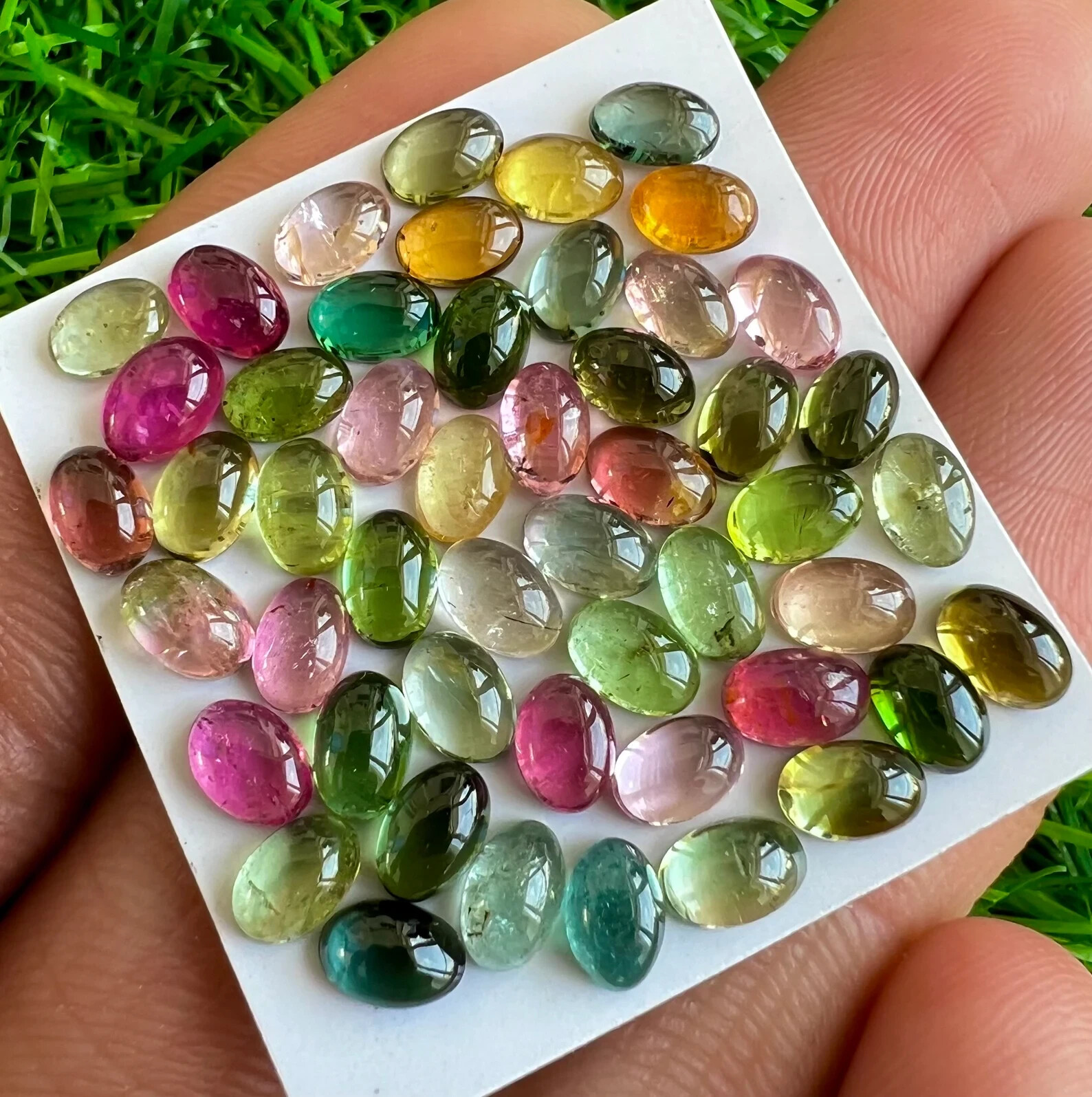 4×6 MM Natural Multi Tourmaline Oval Loose Gemstone Cabochon 50Pcs Lot 25.60 Cts