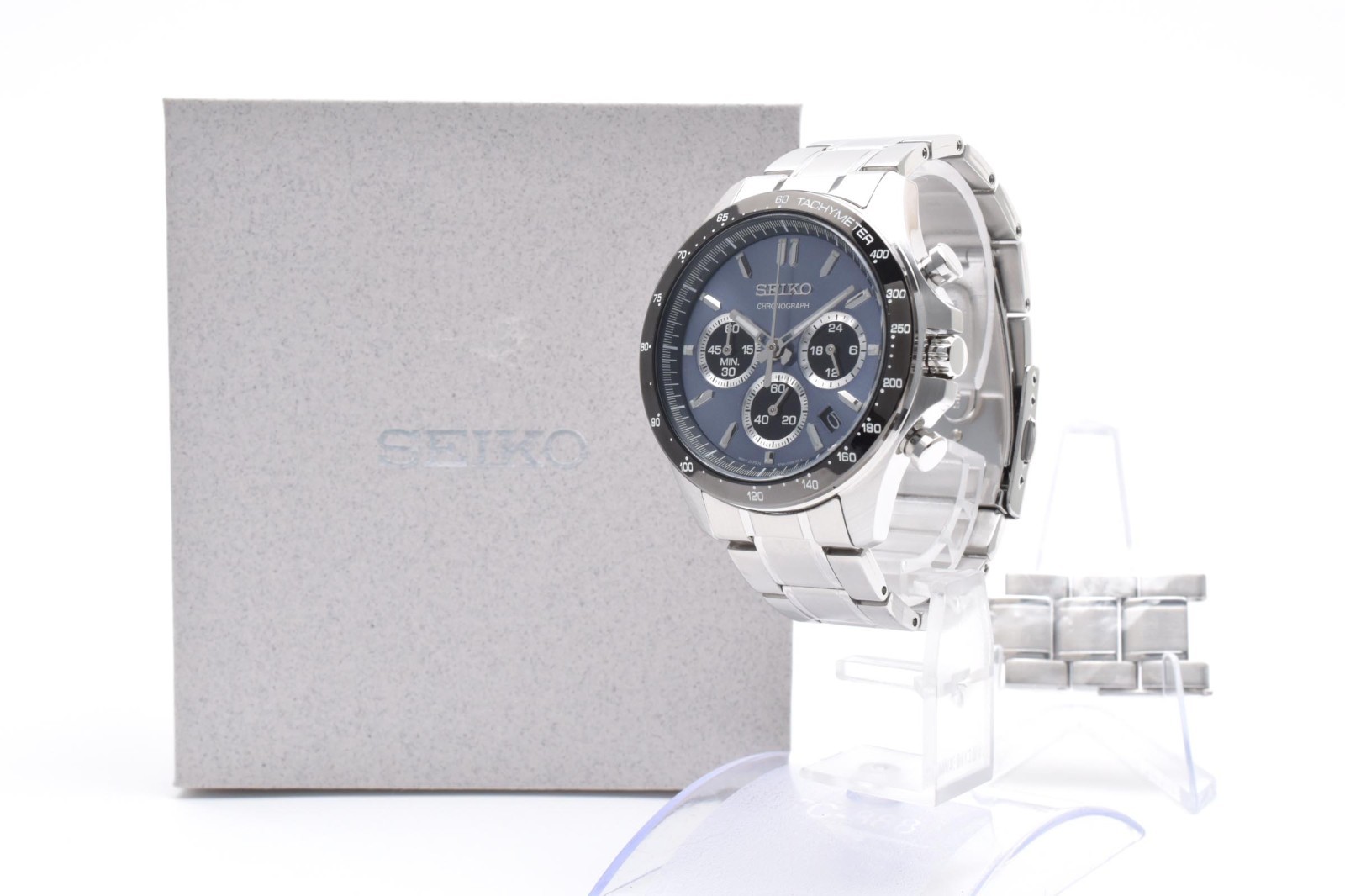 SEIKO Spirit SBTR027 8T63-00D0 Blue Grey Quartz Chronograph Men’s Watch JAPAN