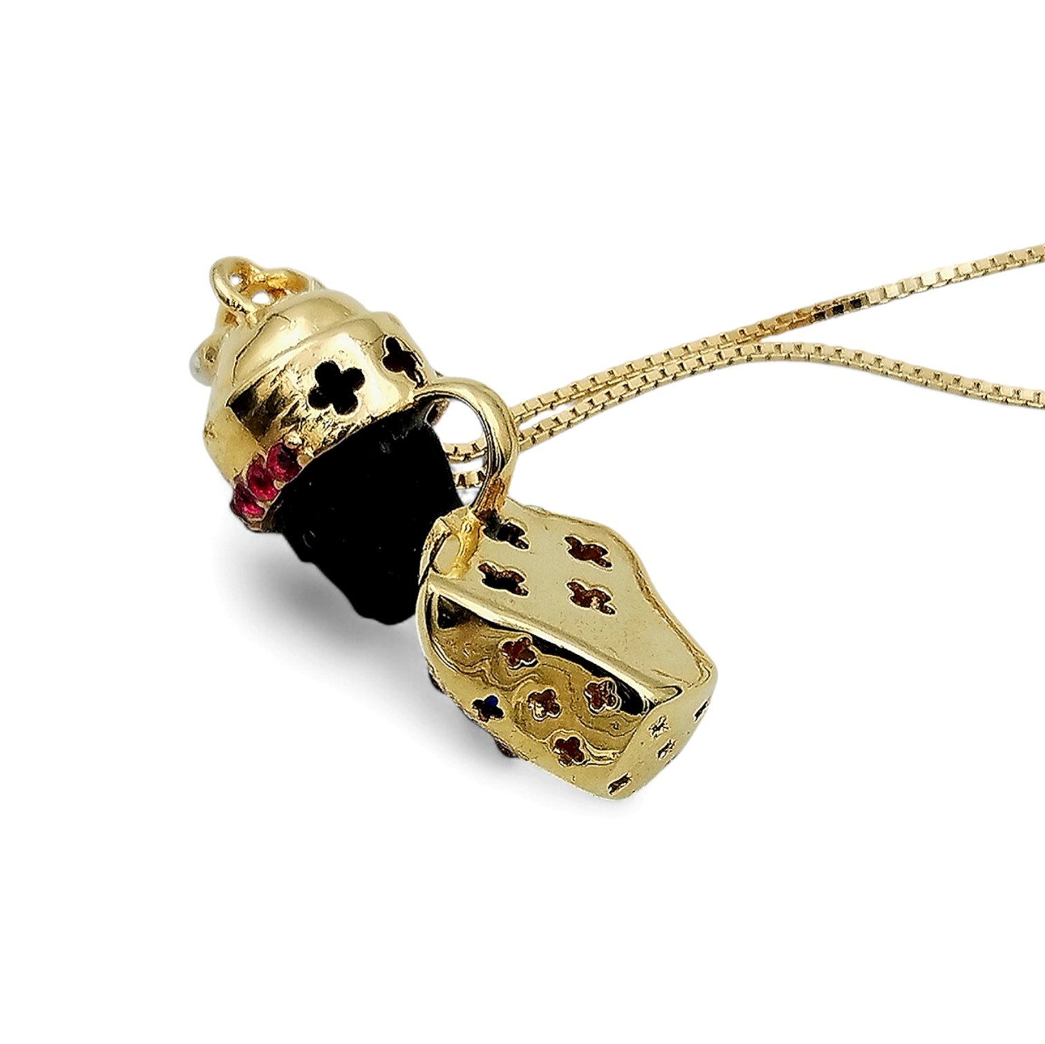 Venetian Moor Pendant Gold Plated 925 Silver with Rubies and Sapphire, Italy