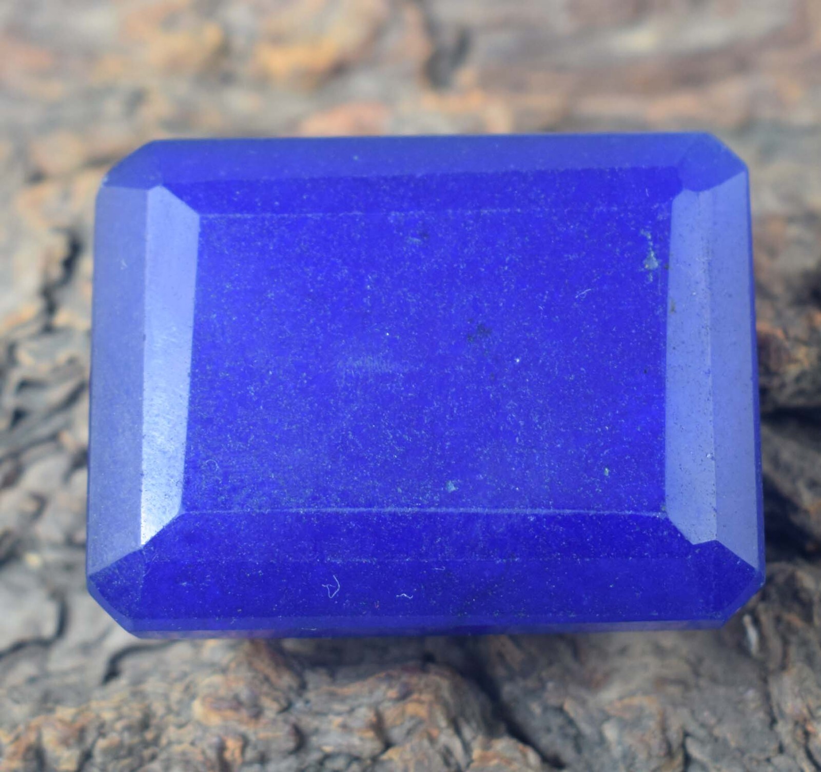 African Big Size Blue Sapphire Natural Emerald Cut Certified Gemstone KH12